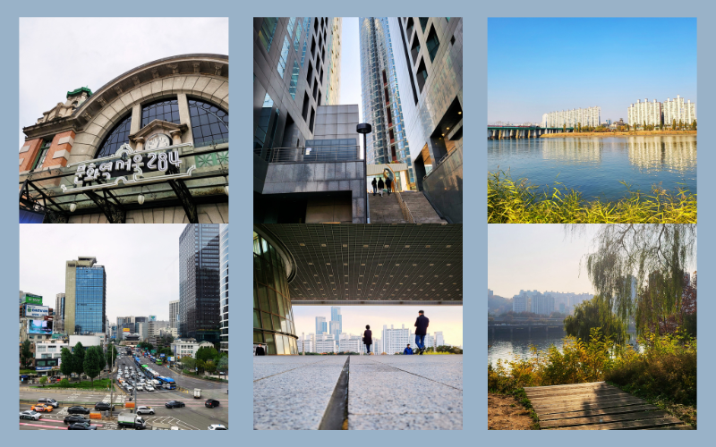 From left to right are Seoul Station, National Museum of Korea and Nodeul Island. Photos took several times from November 2022 till May 2023. 