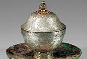 Silver cup with bronze stand from Baekje tomb