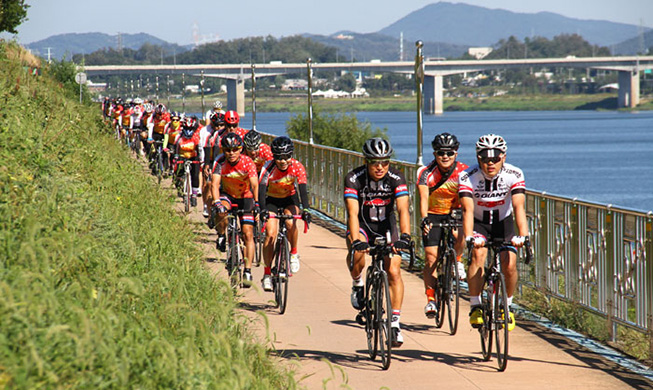 Pedal power takes tourists toward Busan