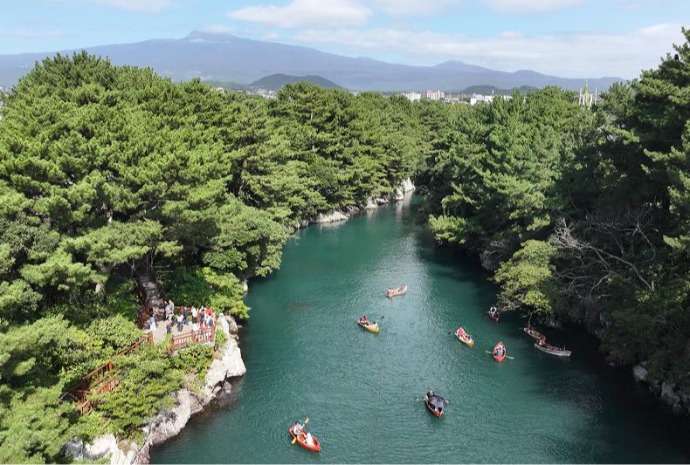 Boat riding at Soesokkak Estuary of Jeju Island