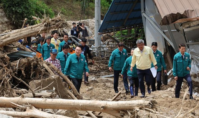 President Yoon visits landslide-hit provincial village