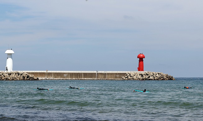 [Korea in photos] Surfing to cool off from heat