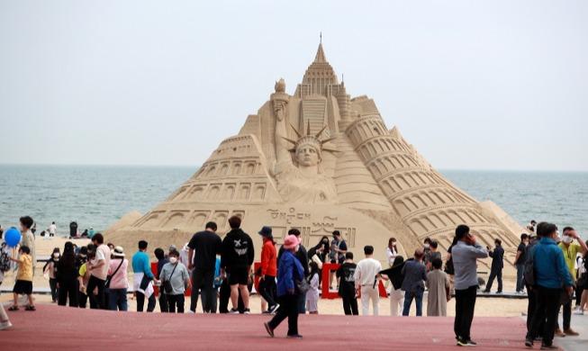 Super sand castle at Haeundae Beach in Busan